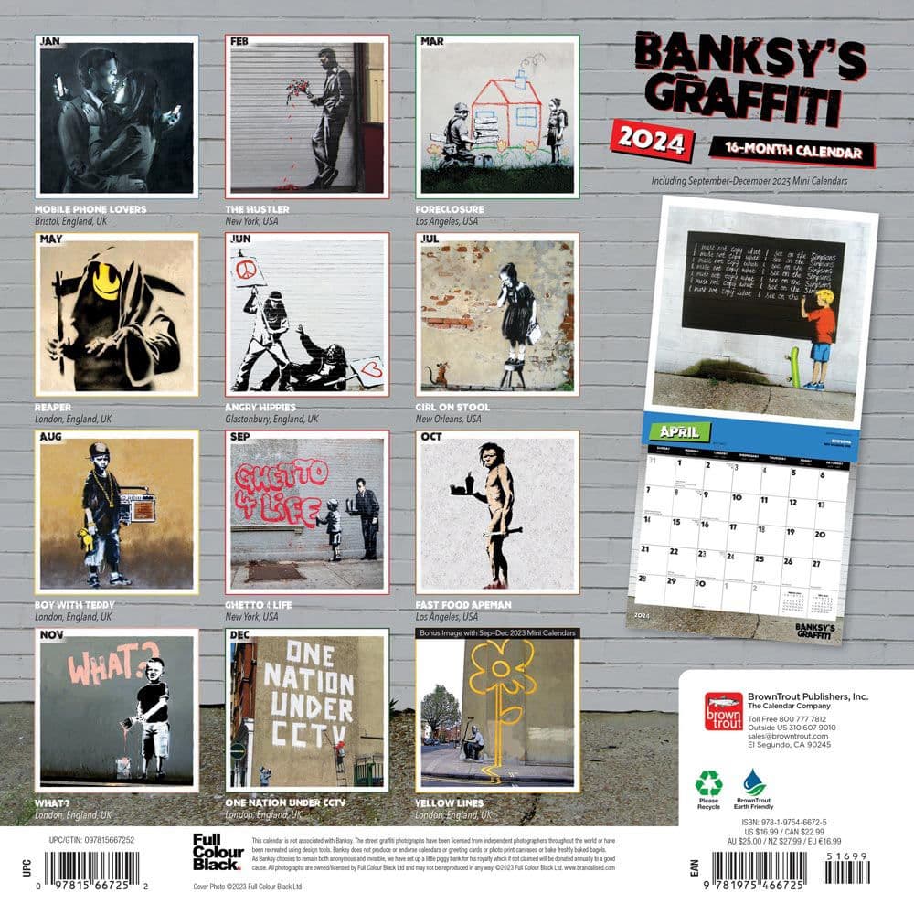 Banksys Graffiti 2024 Wall Calendar