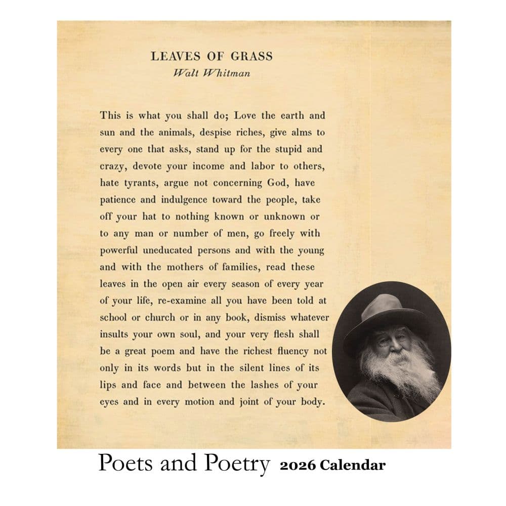 Poets and Poetry 2026 Wall Calendar Main Product Image