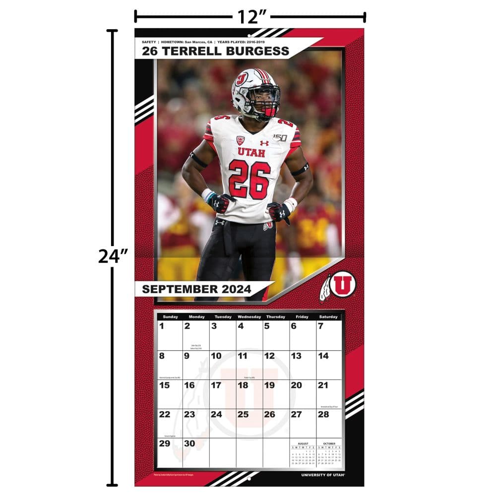 COL Utah Utes 2025 Wall Calendar Fourth Alternate Image