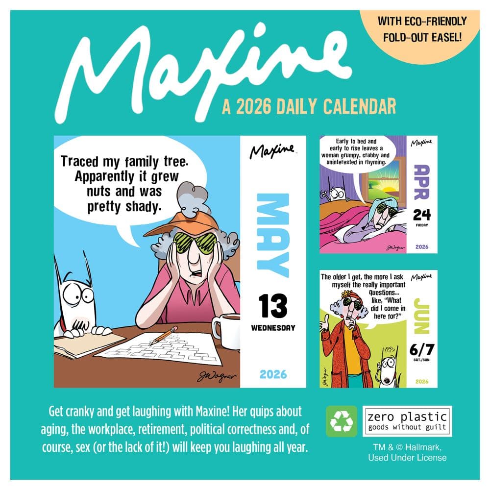 Maxine 2026 Desk Calendar back of box