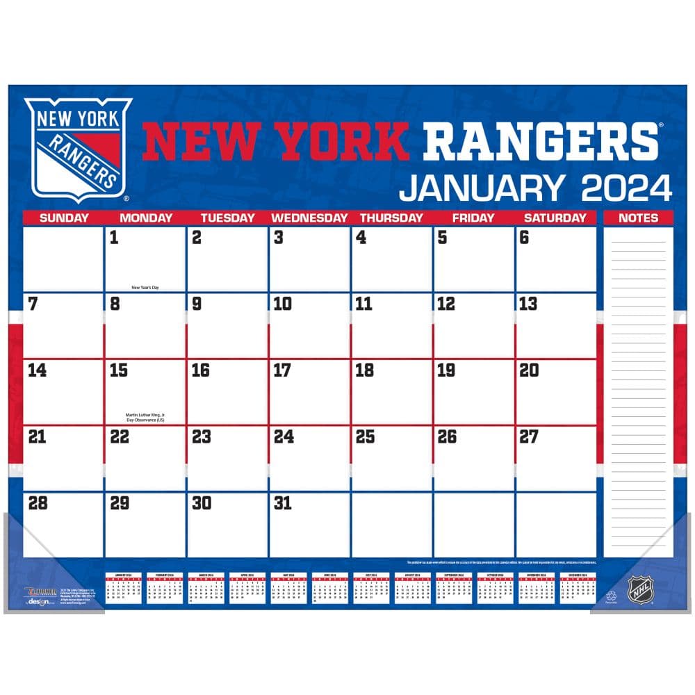 New York Rangers 2024 Desk Pad