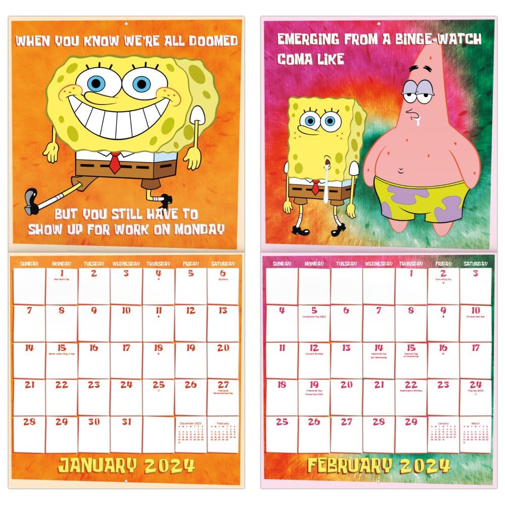 SpongeBob Squarepants 2024 Movie 2024 Wall Calendar Alt4
