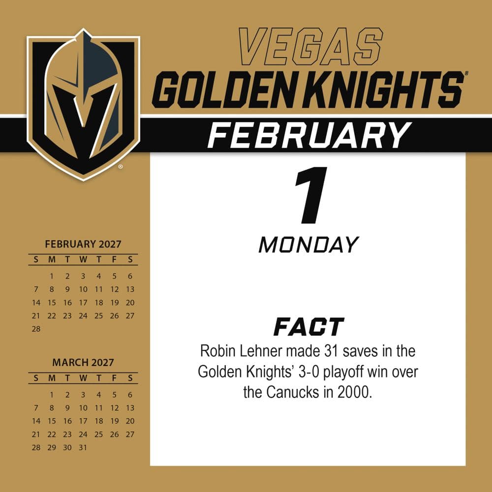 NHL Vegas Golden Knights 2027 Desk Calendar Second Alternate Image