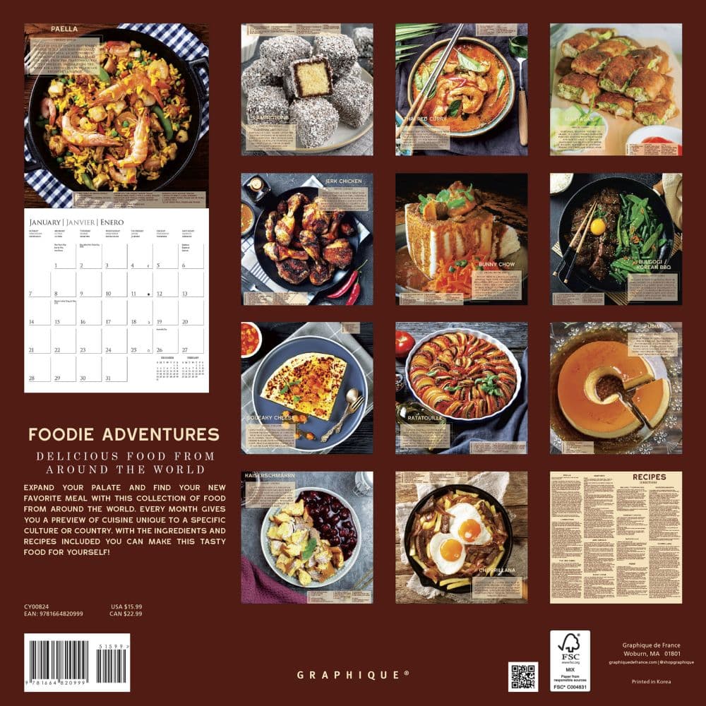 Foodie Adventures 2024 Wall Calendar