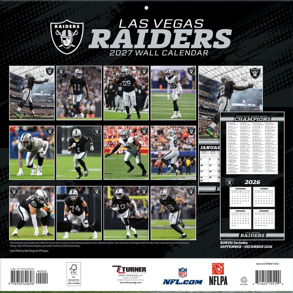 NFL Las Vegas Raiders 2027 Wall Calendar First Alternate Image