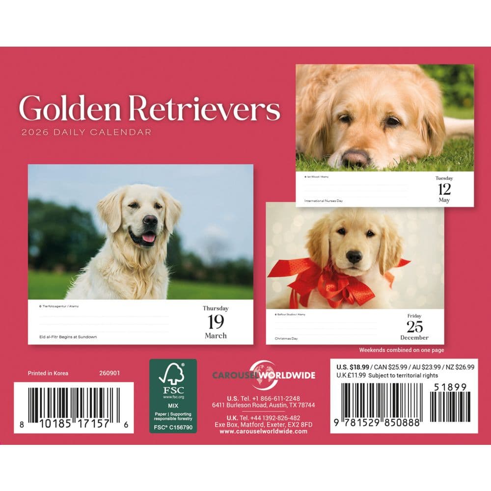 Golden Retrievers 2026 Desk Calendar First Alternate Image