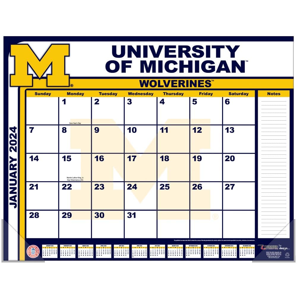 Michigan Wolverines 2024 Desk Pad