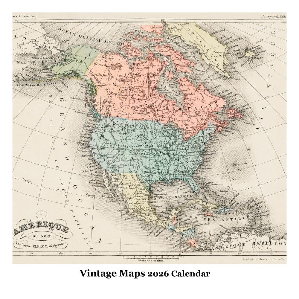 Vintage Maps 2026 Wall Calendar Main Product Image