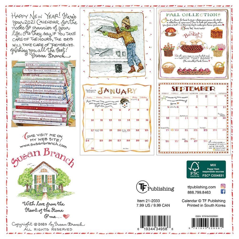 Susan Branch Heart of the Home Mini Wall Calendar