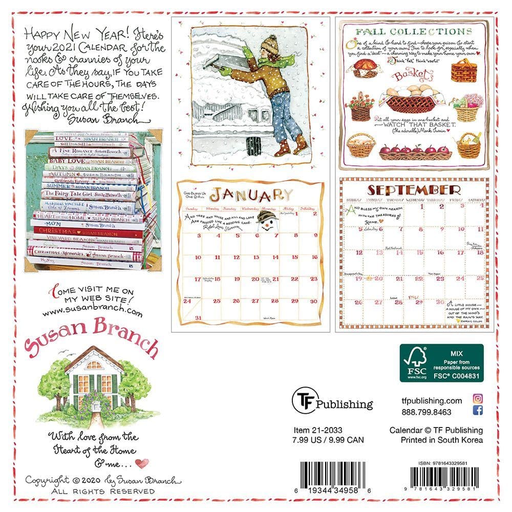 Susan Branch Heart Of The Home Mini Wall Calendar Calendars