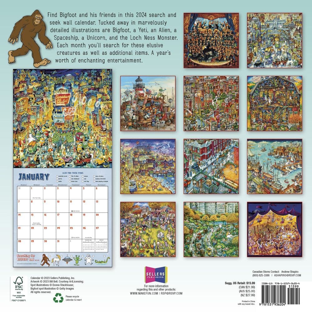 Searching For Bigfoot 2024 Wall Calendar