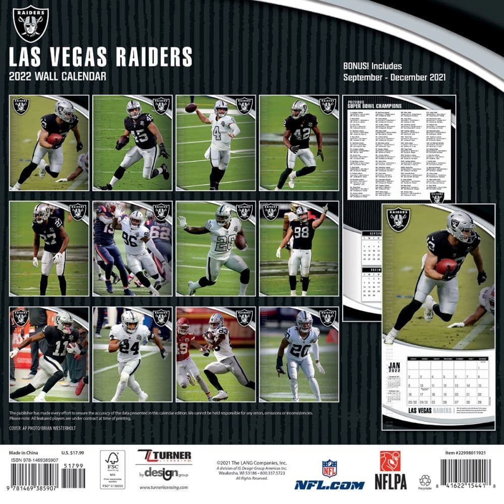 Raiders 2022 Schedule Las Vegas Raiders 2022 Wall Calendar - Calendars.com