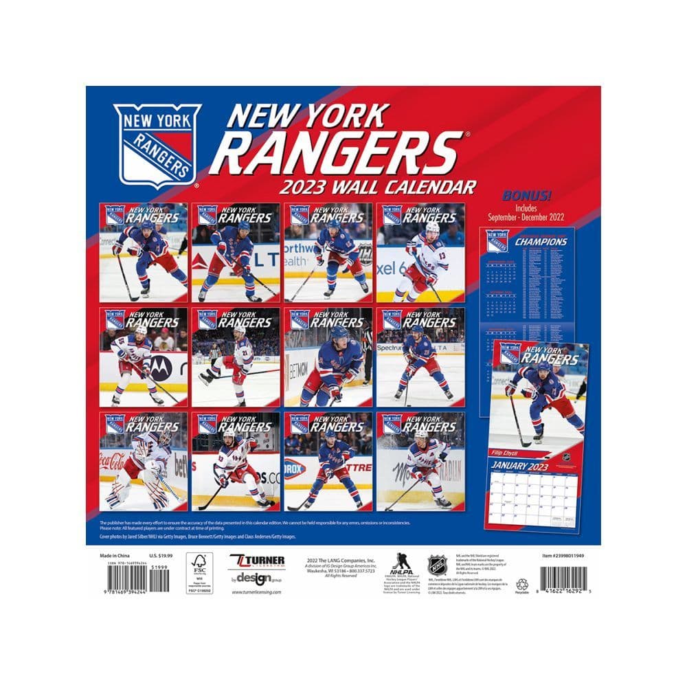 NHL New York Rangers 2023 Mini Wall Calendar Calendars