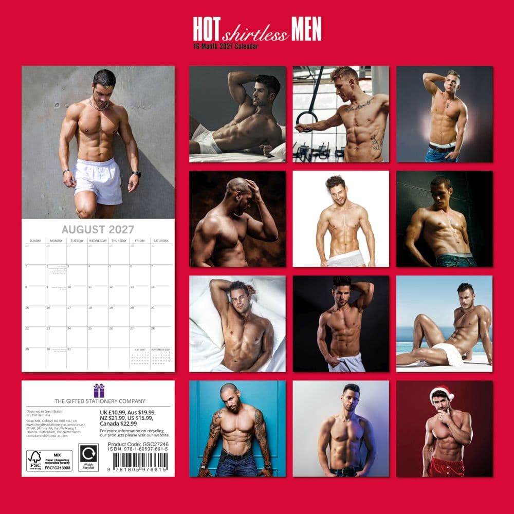 Hot Shirtless Men 2027 Wall Calendar First Alternate Image