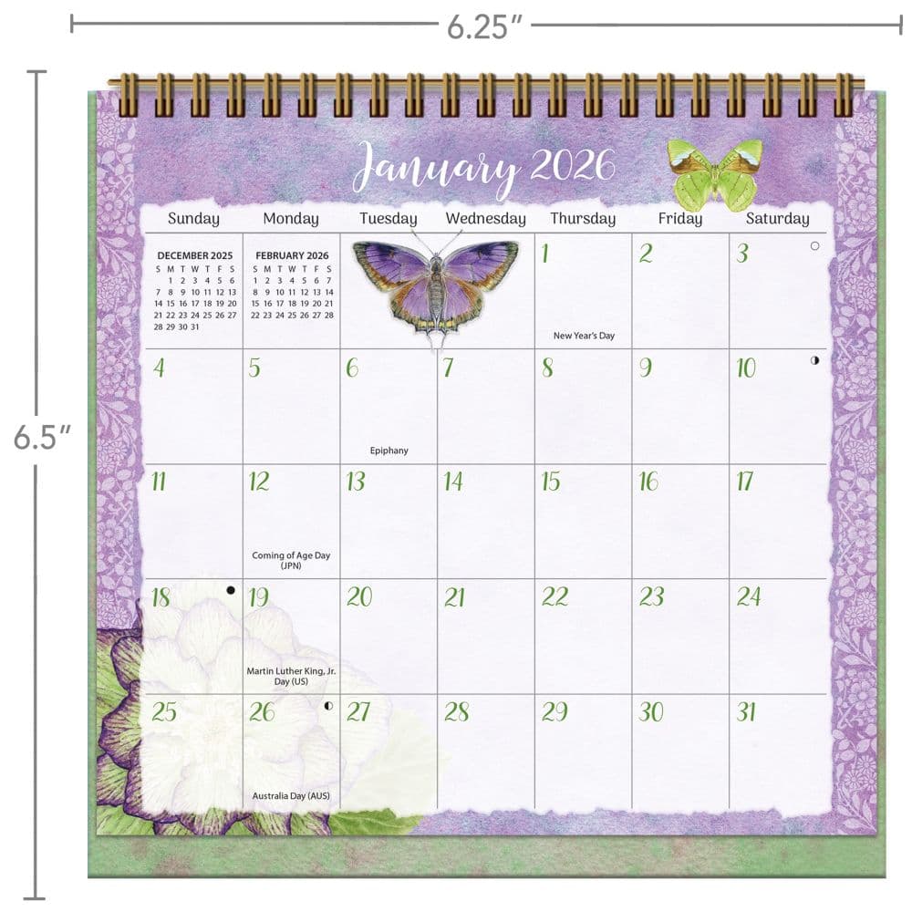 Butterflies 2026 Easel Desk Calendar by Jane Shasky Third Alternate Image