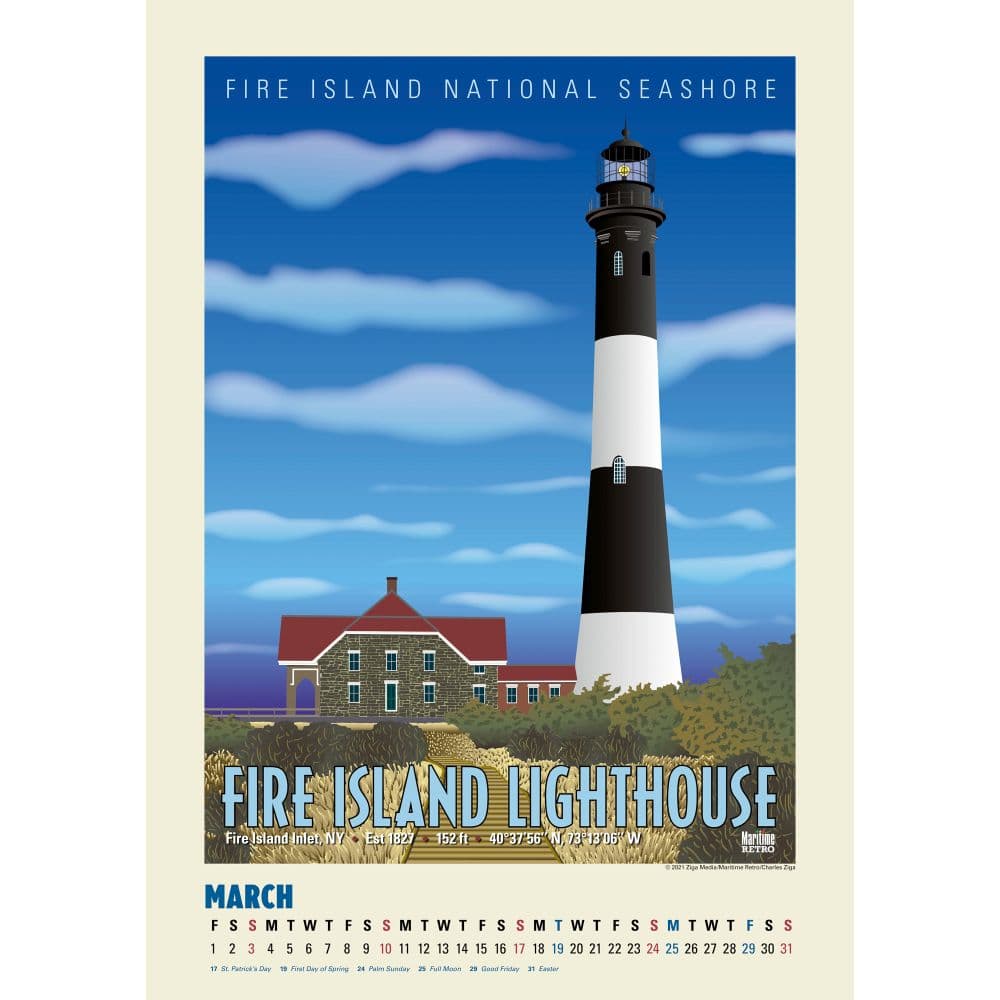 Atlantic Coast Lighthouses Poster 2024 Wall Calendar Second Alternate Image width=&quot;1000&quot; height=&quot;1000&quot;