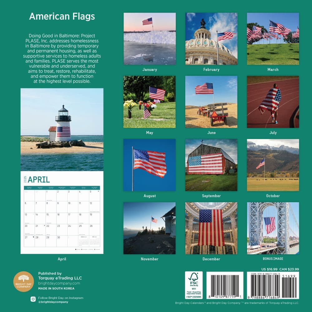 American Flags 2025 Wall Calendar First Alternate Image width=&quot;1000&quot; height=&quot;1000&quot;