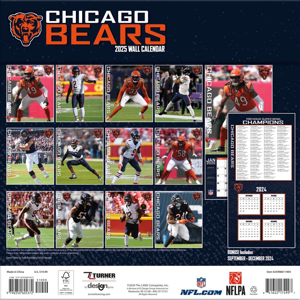 NFL Chicago Bears 2025 Wall Calendar First Alternate Image width="1000" height="1000"