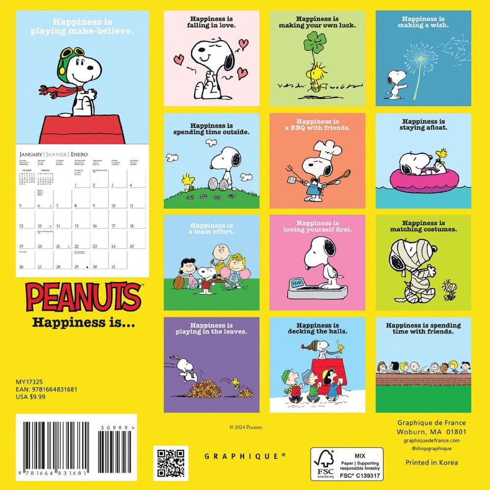 Peanuts 2025 Mini Wall Calendar Alt3