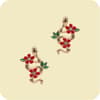 image Snake with Red Flowers Gold Earrings