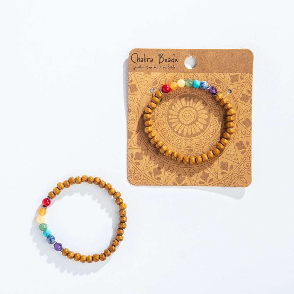 chakra stone bracelet with wooden beads First Alternate image  width="825" height="699"