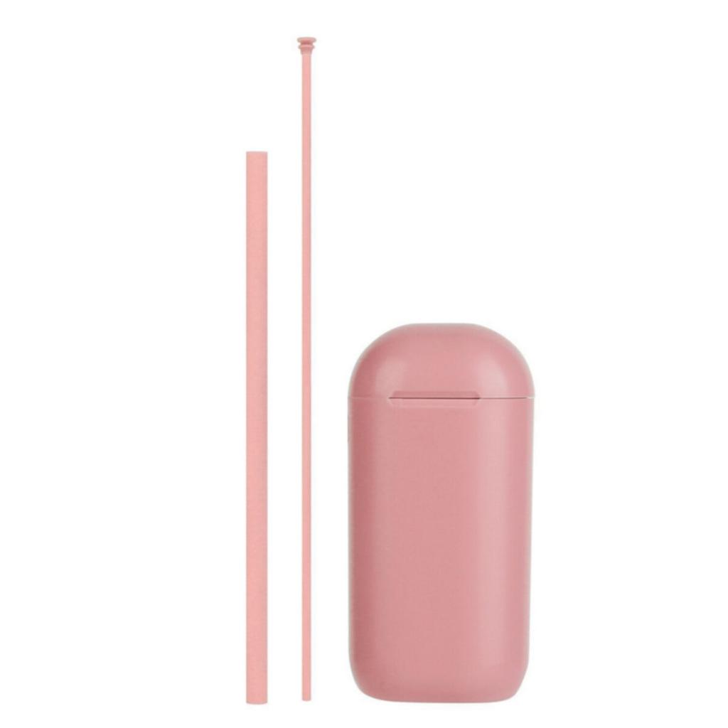 Reusable Silicone Straw With Case   Pink First Alternate Image  width="825" height="699"