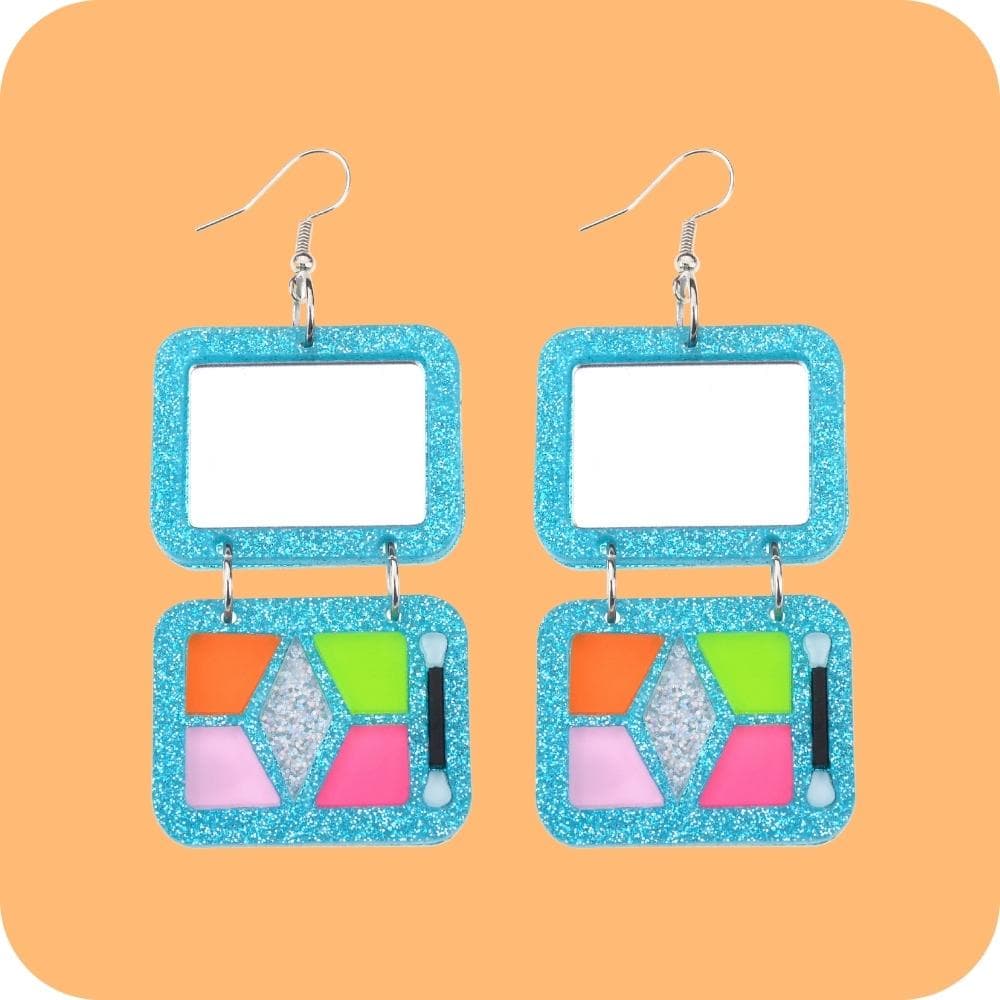 image Retro Compact Sparkle Dangle Earrings