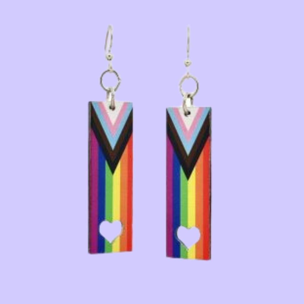 image Pride Flag Dangle Wood Earrings