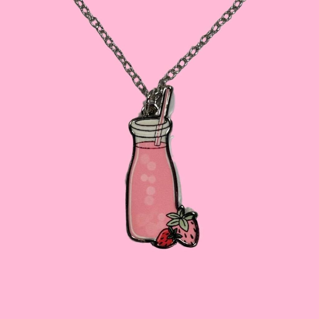 image Strawberry Milk Bottle Necklace