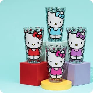 Hello Kitty Faces 4 Piece 16oz Pint Glass Set