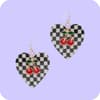 image Checker Heart Cherry Black Earrings