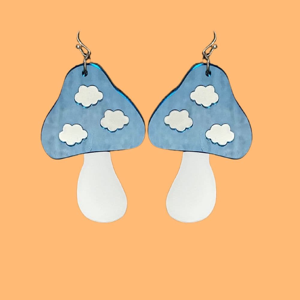 image Mushroom Mirror Clouds Dangle Earrings