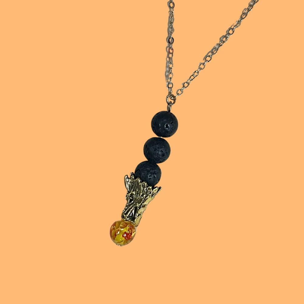 image Lava Fire Stone Dragon Burnished Gold Necklace