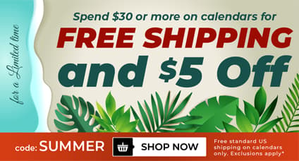 Free Shipping on $30+ Calendars and $5 Off