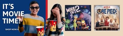 July is National Anti-Boredom Month. Get the popcorn, it's movie time! Featuring images of Inside Out 2, One Piece, and Jurassic Park calendars. Shop Now!