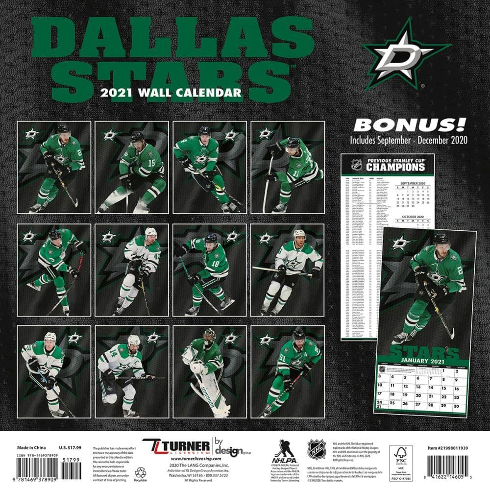 Dallas Stars Wall Calendar 841622146055 eBay