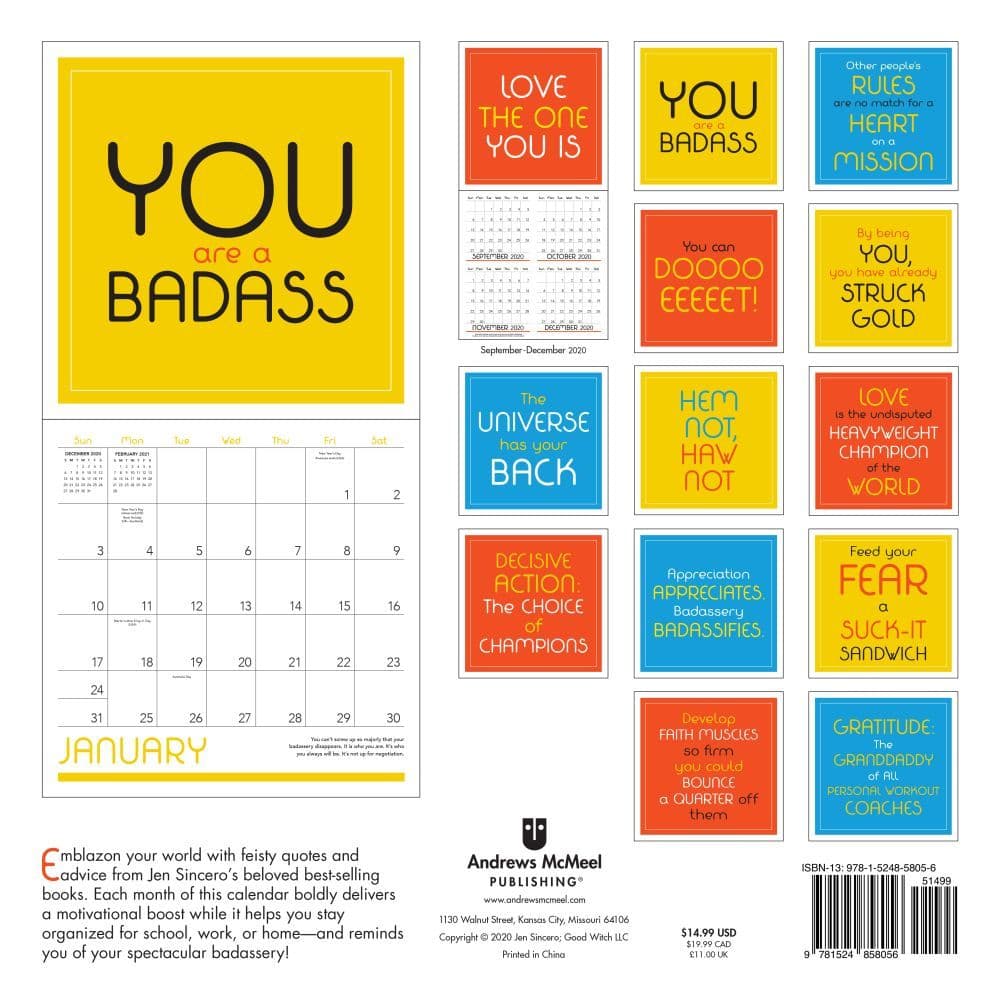 You Are a Badass Wall Calendar 9781524858056 eBay