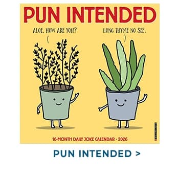 Pun Intended 2026 Wall Calendar — clever wordplay and funny designs all year.