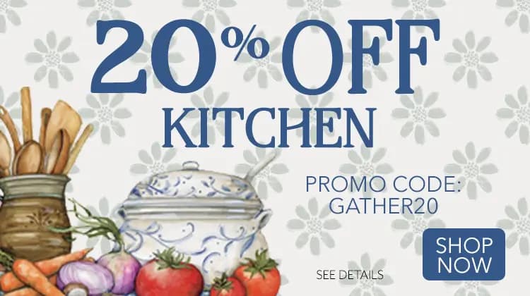 Promo banner offering 2% off Lang Kitchen Products with code GATHER20