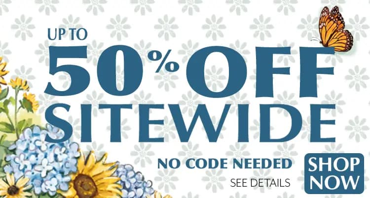 Promo banner offering 50% off Lang Products Sitewide, no code needed.