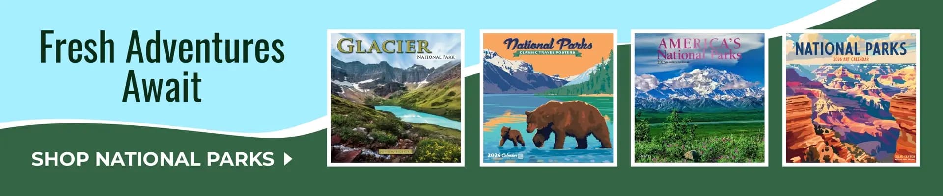 Shop 2026 National Parks calendars featuring breathtaking landscapes and iconic scenery from America's most loved destinations. Perfect for holiday gifting while supplies last.