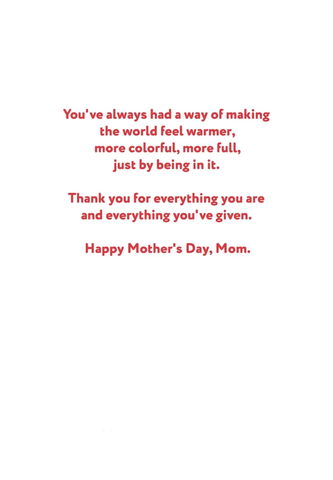 Mother's Day card inside