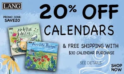 Get 20% off calendars plus free shipping on calendar orders over $30 — limited-time offer with promo code SAVE20