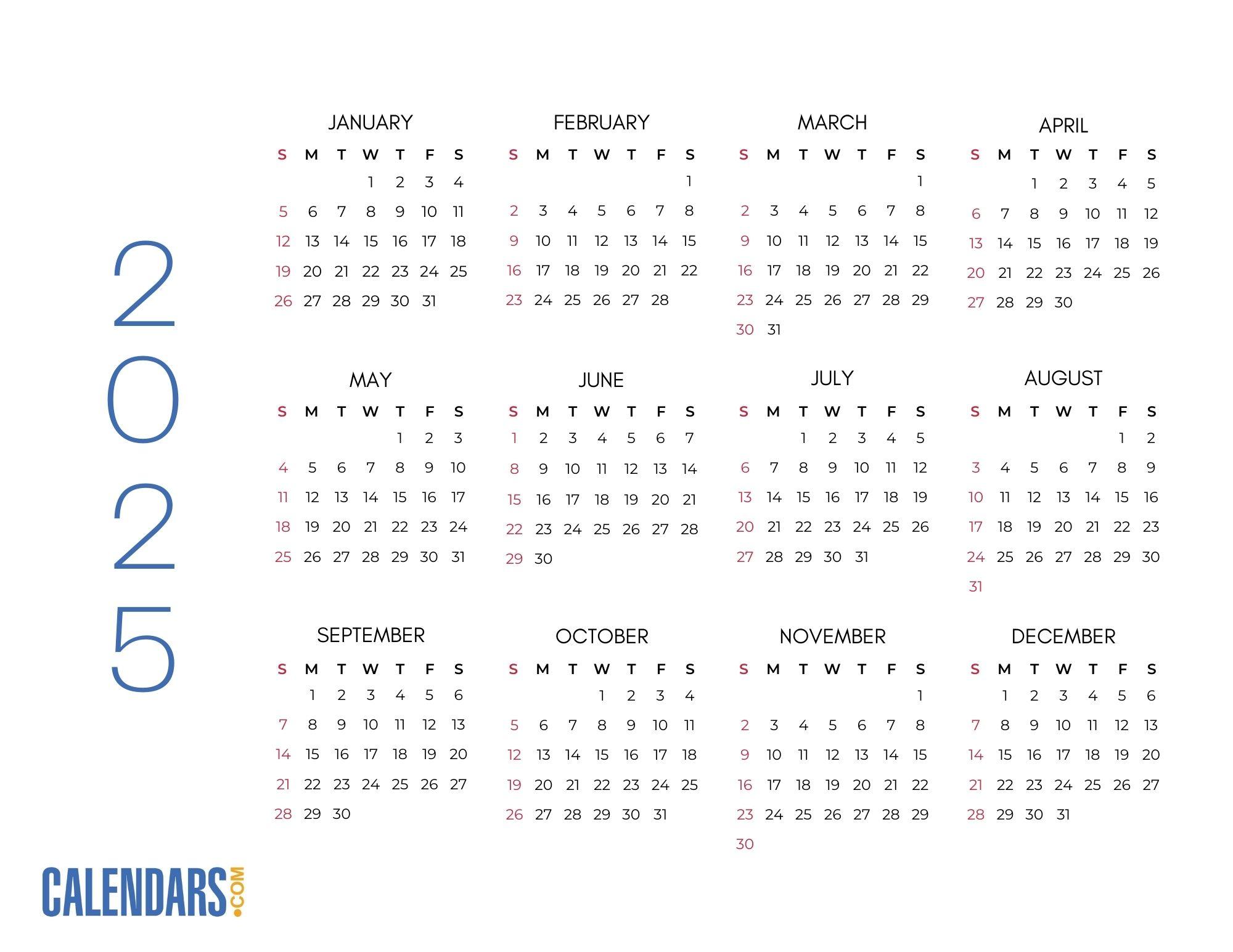 2025 Printable Calendar