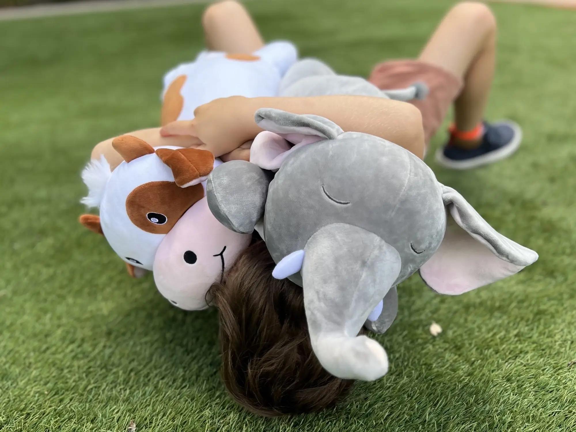 Kid on grass with Snoozimals