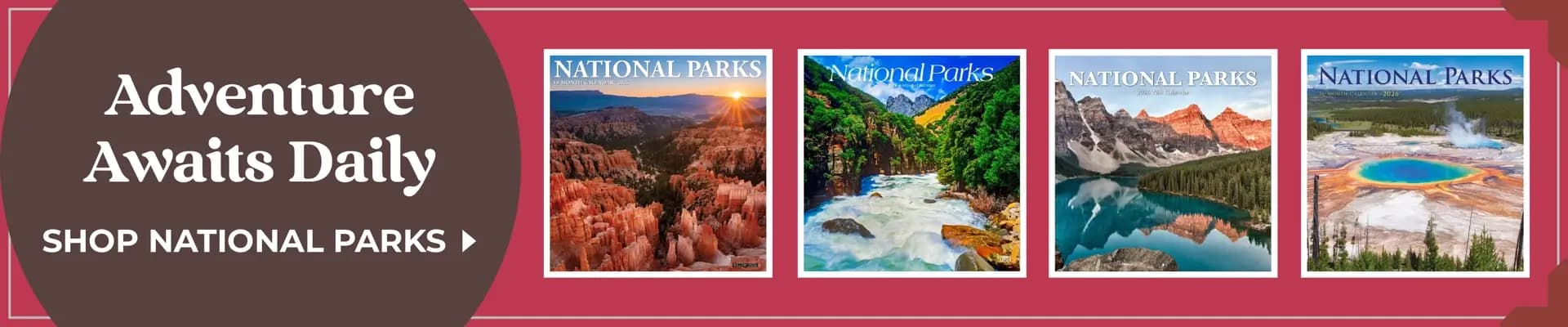Shop 2026 National Parks calendars featuring breathtaking landscapes and iconic scenery from America's most loved destinations. Perfect for holiday gifting while supplies last.
