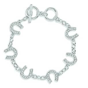 Thumbnail of the Montana Silversmiths® Crystal Clear Lucky Horseshoe Link Bracelet