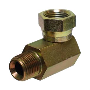 Thumbnail of the 3/8" MALE X 3/8" FEMALE PIPE 90-DEGREE SWIVEL HYDRAULIC ADAPTER