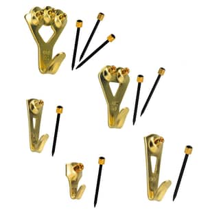 Thumbnail of the Hillman Assorted Classic Professional Picture Hangers & Nails Kit (10-75 lbs), Brass, 48pc