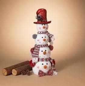 Thumbnail of the 26"H PLUSH HOLIDAY STACKING SNOWMEN FIGURINE